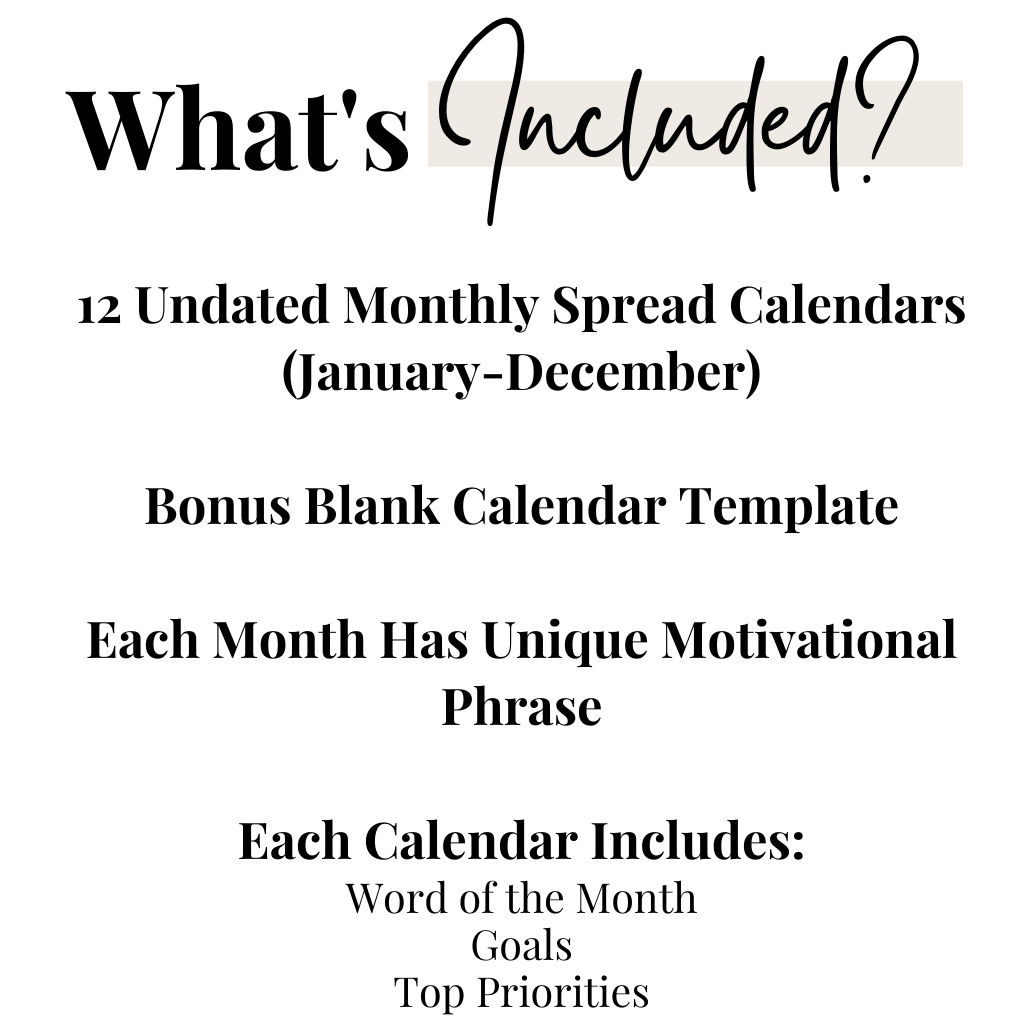 Monthly Calendars