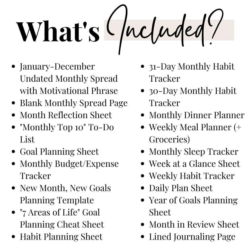 Monthly Reset Planner