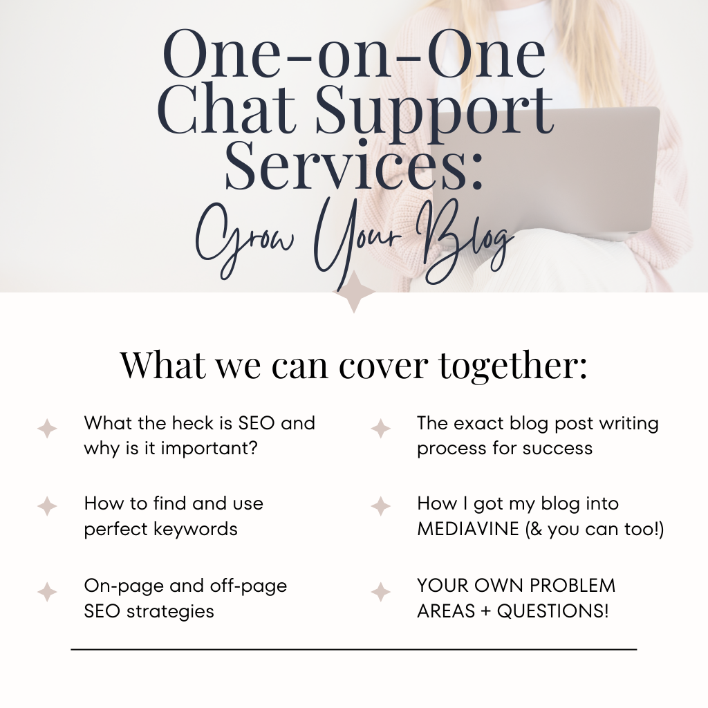 UNLIMITED CHAT SUPPORT: 1:1 Blog Coaching